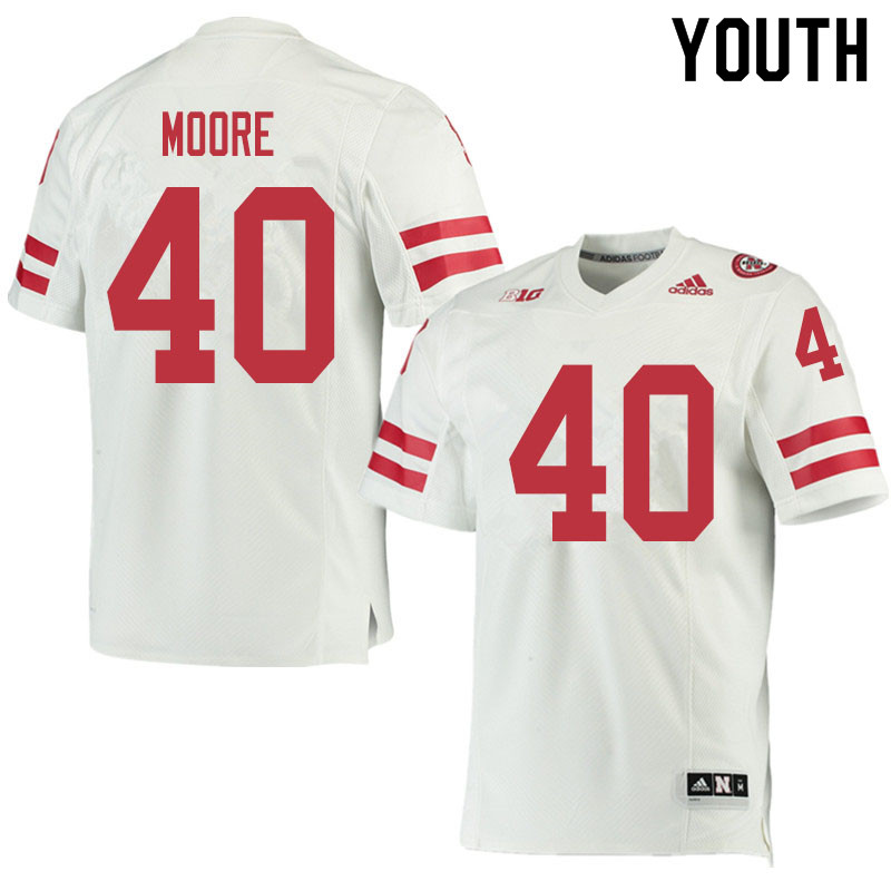 Youth #40 Darius Moore Nebraska Cornhuskers College Football Jerseys Sale-White - Click Image to Close